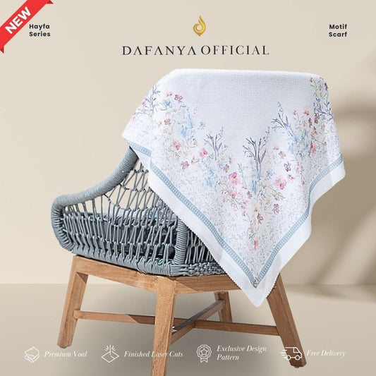 𝐃𝐀𝐅𝐀𝐍𝐘𝐀 - Hayfa Series Jilbab Motif Floral Kerudung Segi Empat Hijab Scarf bahan Voal Laser Cut