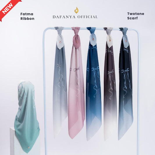 [New Launch] 𝐃𝐀𝐅𝐀𝐍𝐘𝐀 - Fatma Ribbon Series Jilbab Pita Gradasi Kerudung Segi Empat Hijab Scarf bahan Voal Laser Cut