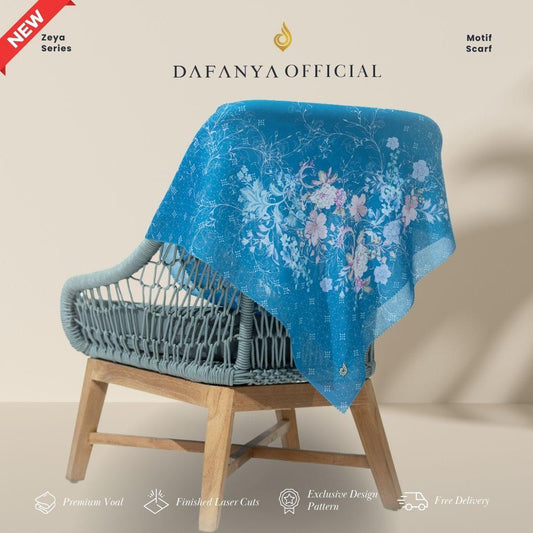 𝐃𝐀𝐅𝐀𝐍𝐘𝐀 - Zeya Series Jilbab Motif Floral Kerudung Segi Empat Hijab Scarf bahan Voal Laser Cut