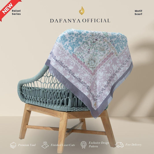 𝐃𝐀𝐅𝐀𝐍𝐘𝐀 - Raisel Series Jilbab Motif Floral Kerudung Segi Empat Hijab Scarf bahan Voal Laser Cut